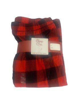 Sleep Chic Womens Buffalo Plaid Pajama Pants & Cozy Socks Set Red Medium